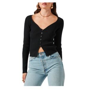 ASTR The Label black ribbed top